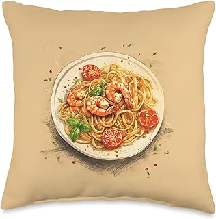 Shrimp Scampi Food Lover Unique Drawing Vintage Men Women Throw Pillow