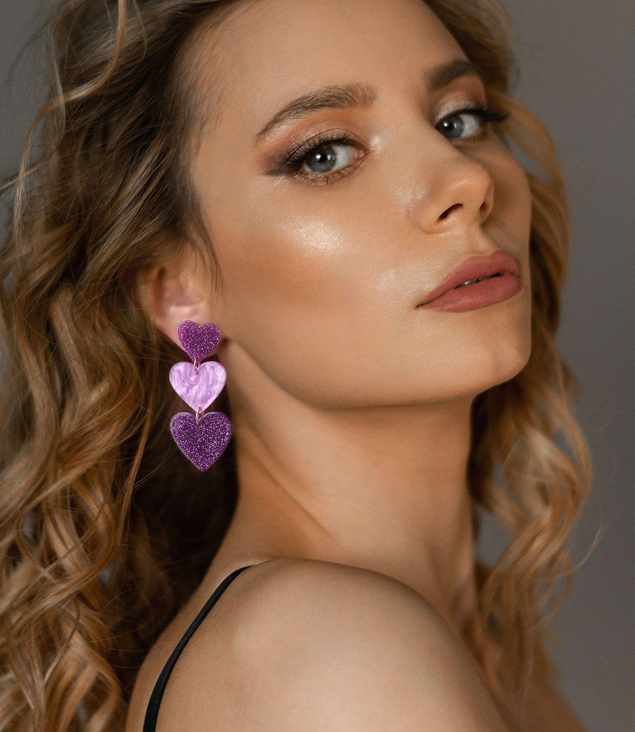 2026 Valentines Earrings for Women Bestie, Colorful Heart Stainless Steel Stud Earrings for Friends Girlfriend Wife Mom - Image 3