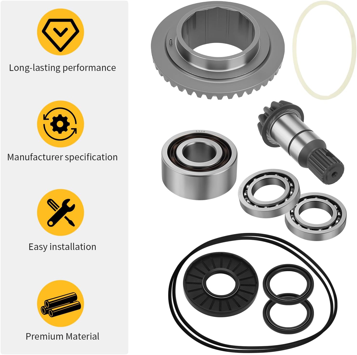 M MATI Front Differential Ring & Pinion Gear Set w/Bearing Oil Seal For Polaris RZR 570 800 900 Ranger 570 900 Crew 1000 Diese-l Sportsman ACE 325 570 1000 2011-2025 3235441 3239381 3235174 3236682
