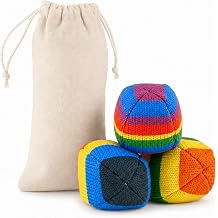 Crochet Footbag 3 Pack, Hand-Crocheted Cotton Yarn Kick Balls for Kids, Teens and Adults, Soft Juggling Balls for Outdoor Games, Coordination Practice and Party Favors