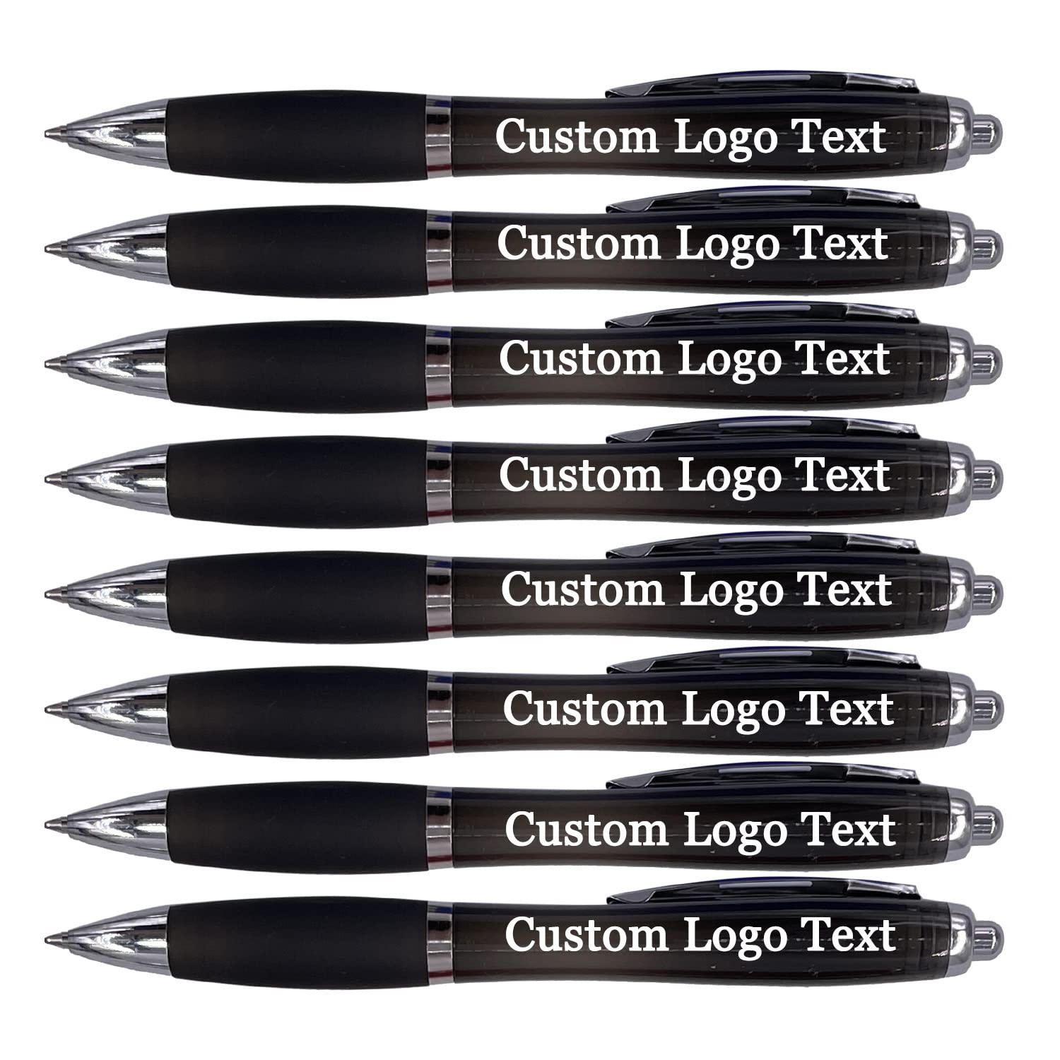 HEYZARDA Personalized Pens with Name Custom Text Logo Retractable Customized Ballpoint Pens for Church Office Business 50 Pcs, Black