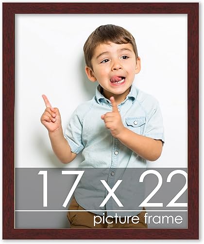Poster Palooza Marco de fotos de madera de caoba tradicional de 17 x 22 pulgadas con acrílico UV, respaldo de tablero de espuma y herrajes