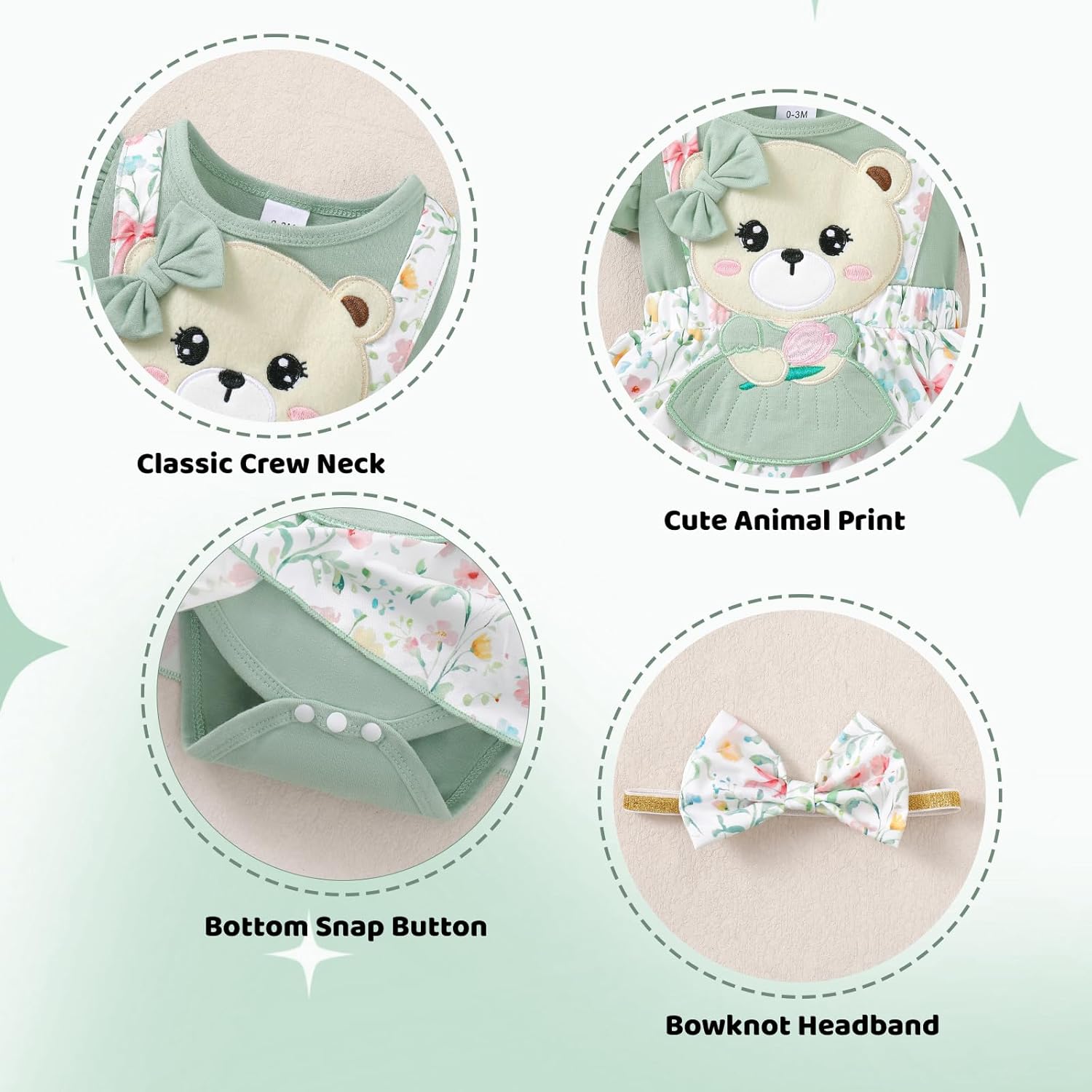 AMAWMW Newborn Baby Girl Clothes Ruffle Sleeveless Romper Floral Dress Bodysuit Infant Girls Summer Outfits with Headband - Image 5