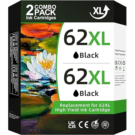 HP 62XL Black Ink Cartridge for Envy & OfficeJet Printers