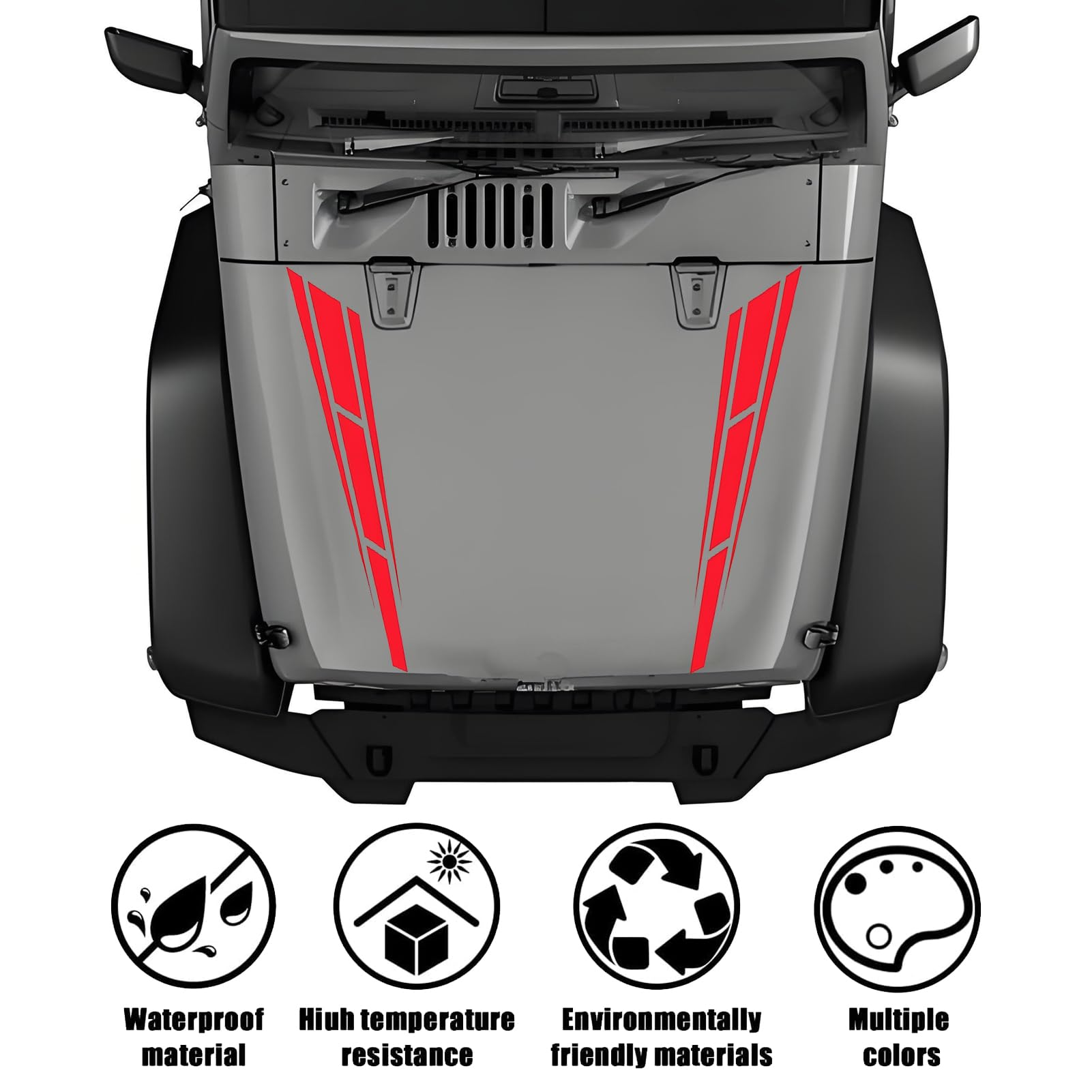 2x Car Hood Racing Stripes Decal Vinyl Stickers Universal To Car SUV Decoration