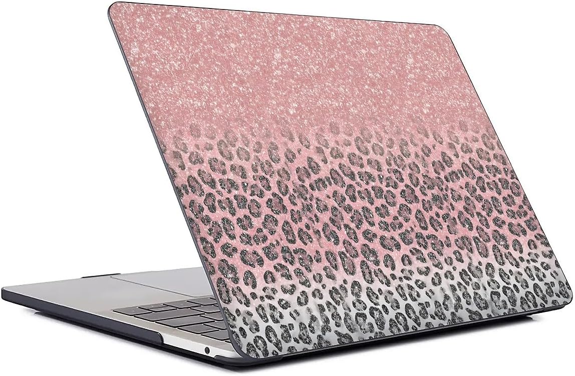 for MacBook Pro 16 Inch Case,Black Case 2019 Version A2141 Plastic Hard Shell Computer Case Pink Silver Leopard Print Aesthetics Pattern