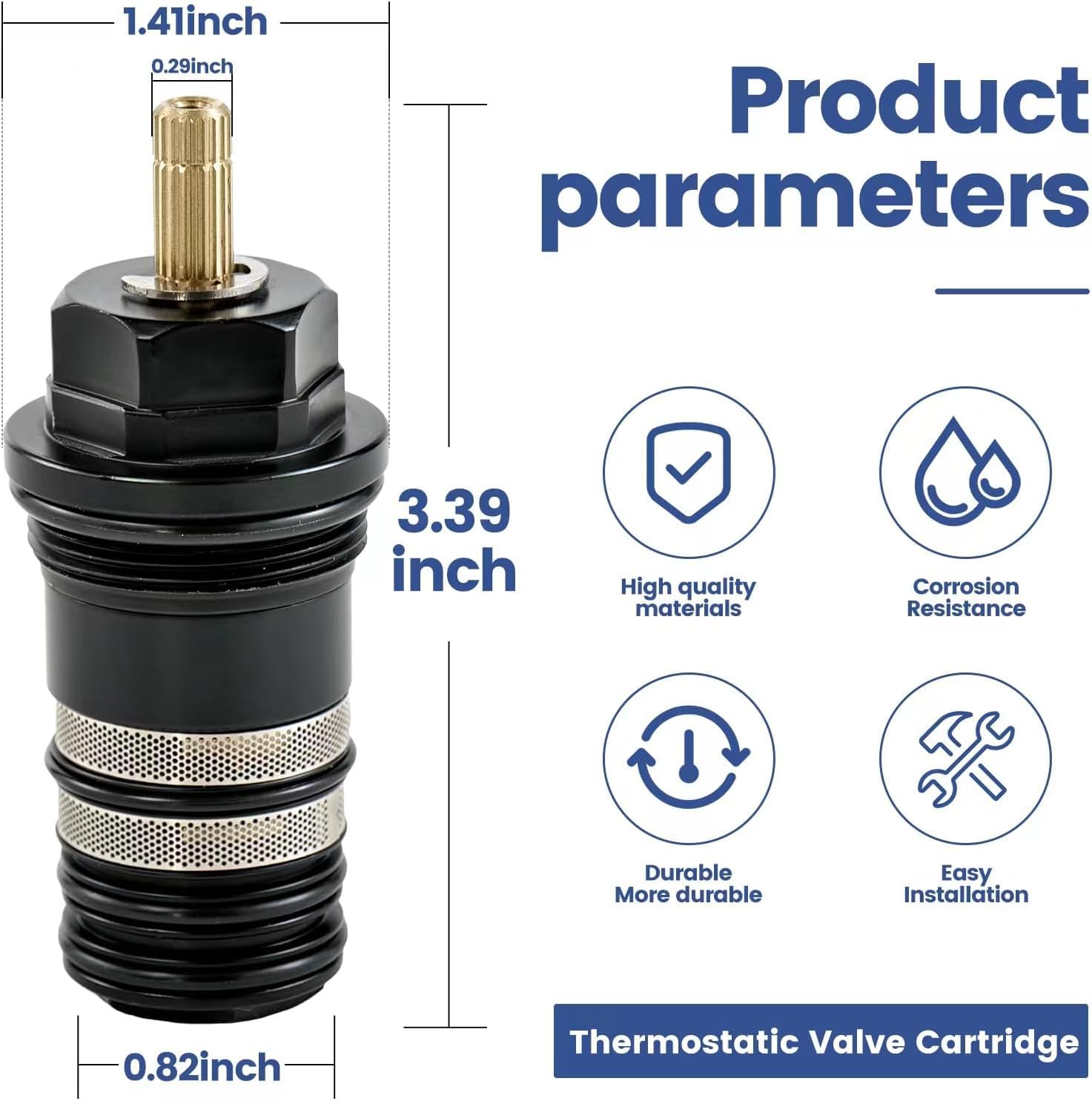 94282000 Unità di controllo della temperatura, compatibile con docce Hansgrohe Ecostat e riempitivi termostatici a 2 e 3 fori, 3/4 pollici con fusto in ottone e verniciatura galvanizzata avanzata