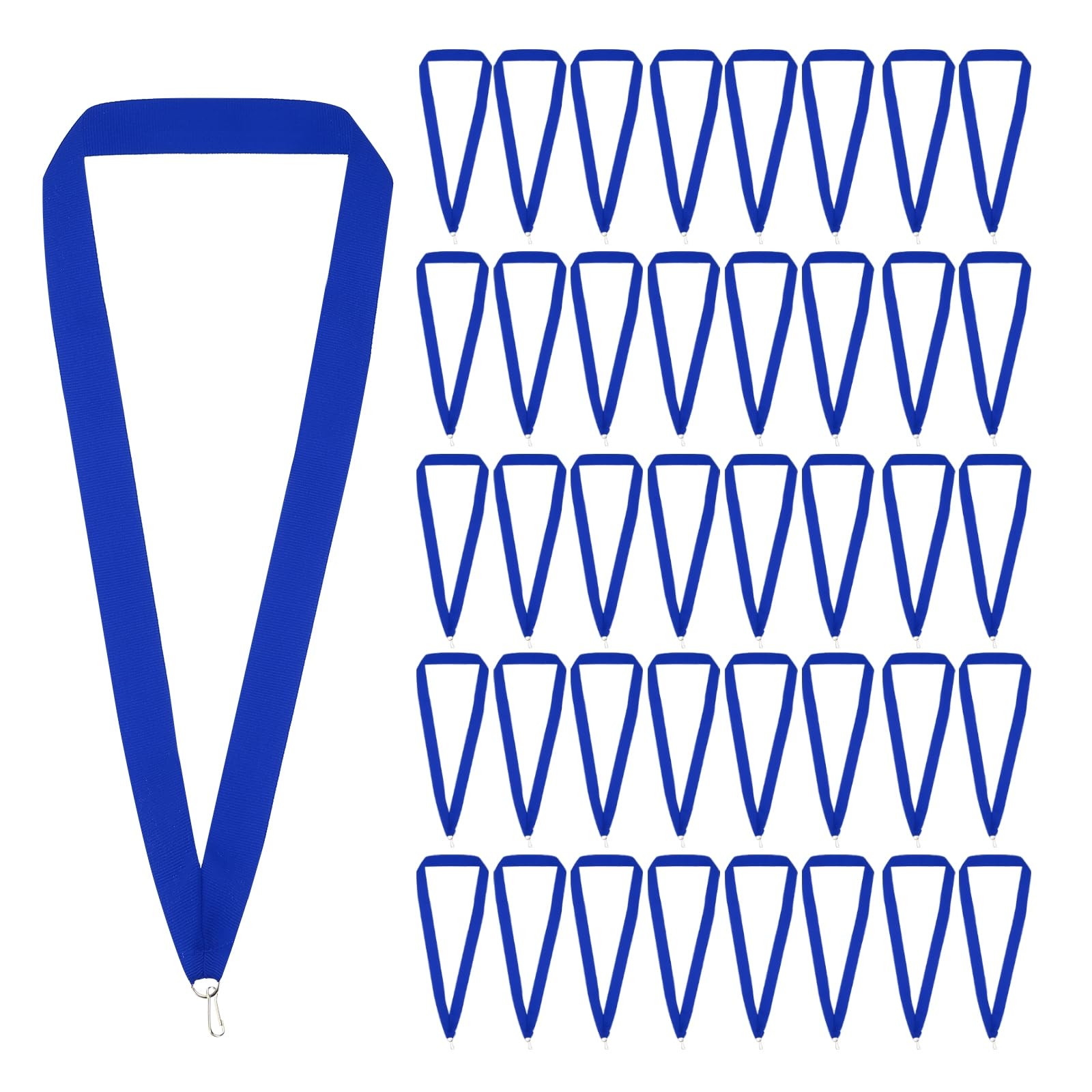 PATIKIL Award Neck Ribbons with Snap Clips, 100 Pack Polyester Medal Lanyards Blank Award Ribbon for Competitions Achievement Sports Party, Blue