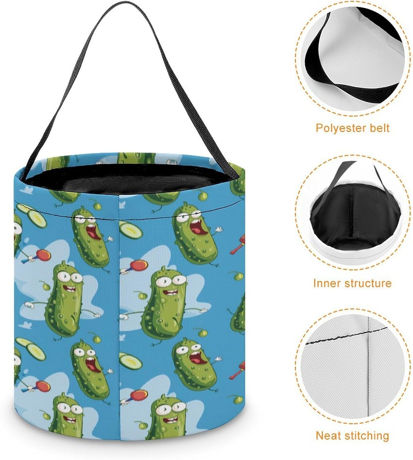 Funny Pickles Playing Picklesball Halloween Treat Bag Reusable Candy Basket Tote Goody Bags Gift Party