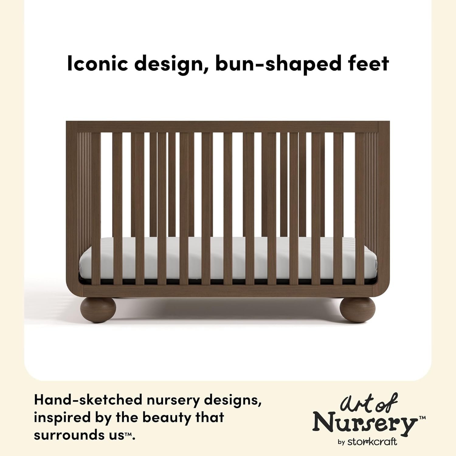 Storkcraft Amalfi 5-in-1 Convertible Crib with Toddler Guardrail – GREENGUARD Gold Certified, Conversion Kit Included, Fits Baby Crib Mattress, Converts to Full Bed (Hazelnut)