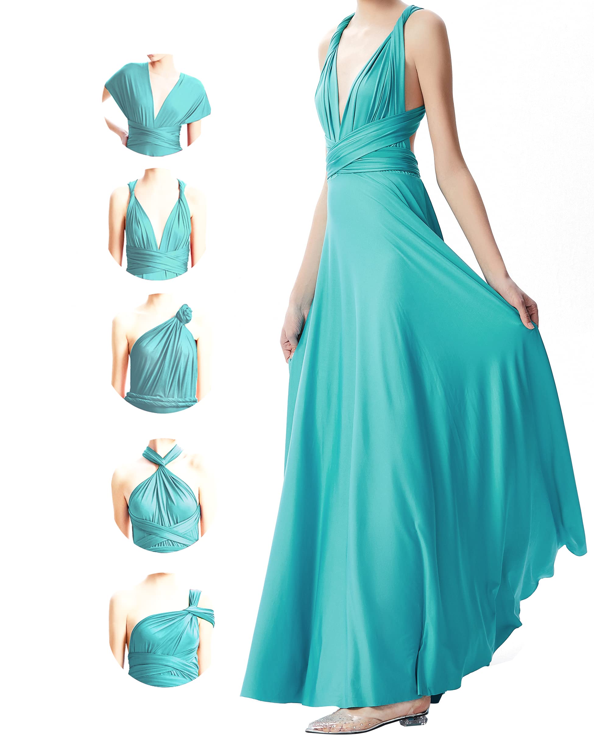 Turquoise Multiway Bridesmaid Dresses,Infinity Dress with Bandeau, Plus Size Maxi Long,Wedding Guest Twist Wrap Dress