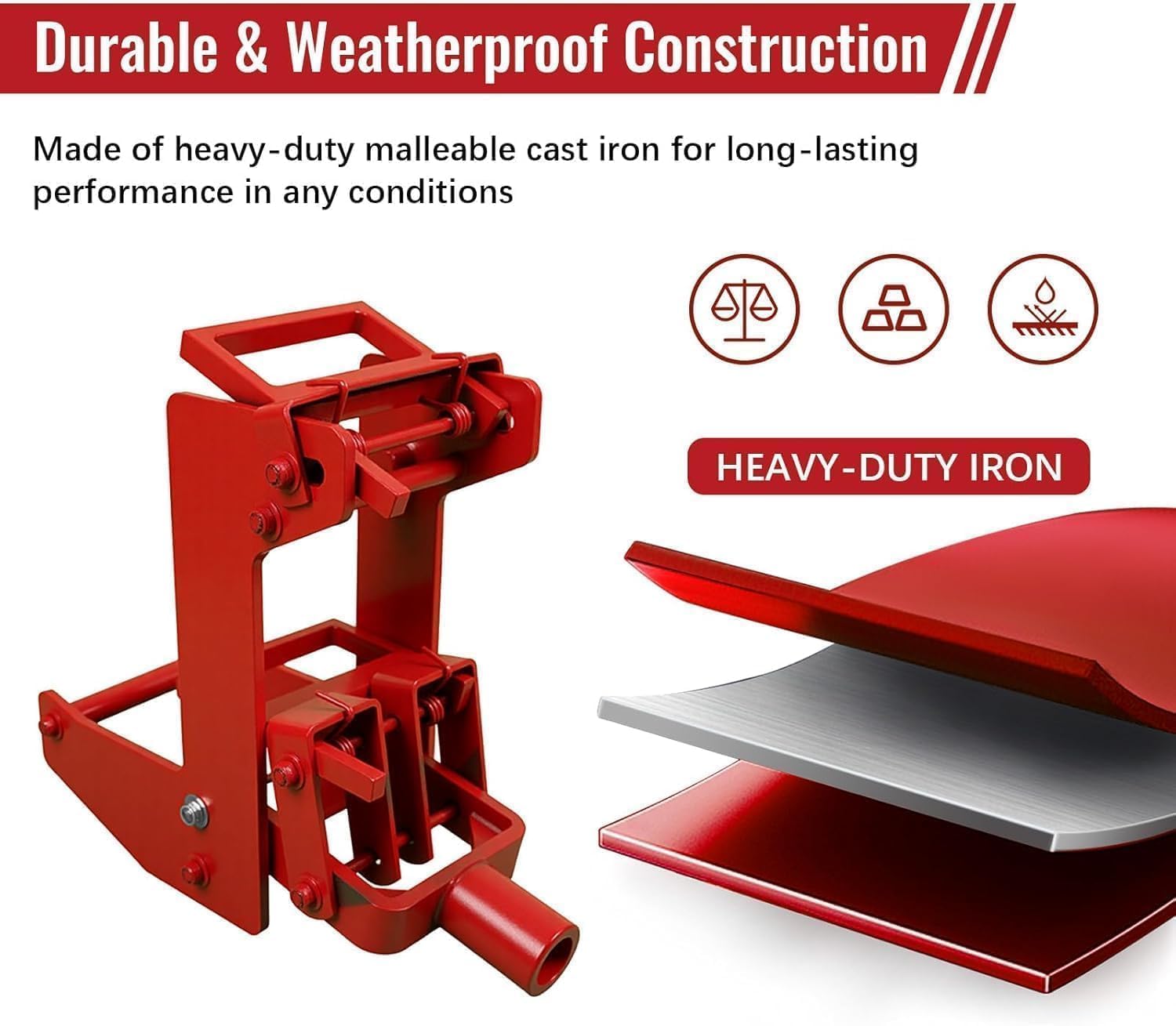 2 Pcs Wall Jack for Framing, 1,000 lbs Load Capacity, Portable Lifting Tool Works with 1-1/2" x 3-1/2" Fir Poles or 1" OD Steel Pipes, Heavy-Duty Wall Jacks for Framing, Lifting Wall Beams, Red