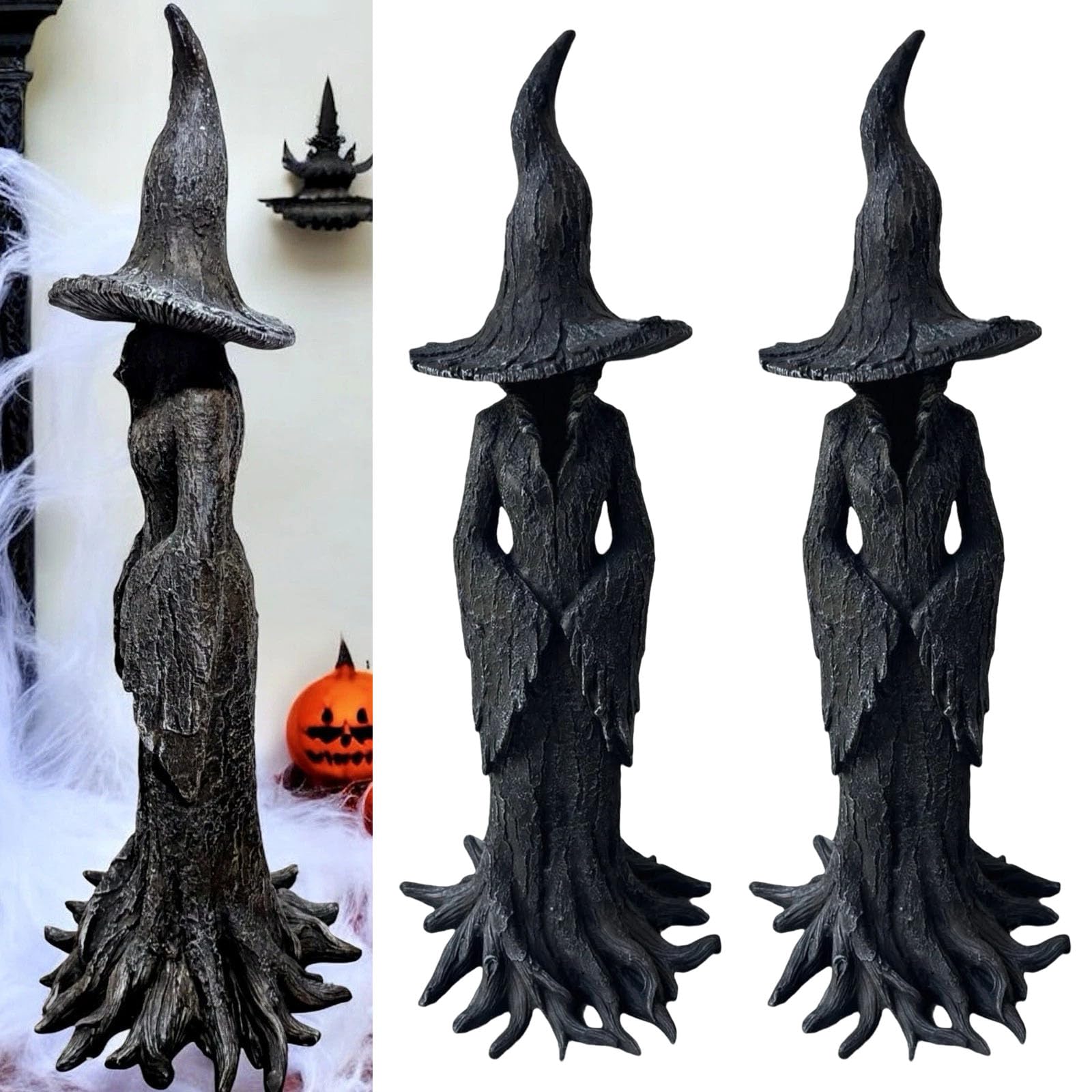 Generisch Halloween Dekorationen, handbemalte Cracker Fässer, Hexenstatue, Halloween Harzfiguren, Tischdekoration, Heimdekoration, Cracker Fässer, Hexenstatuen