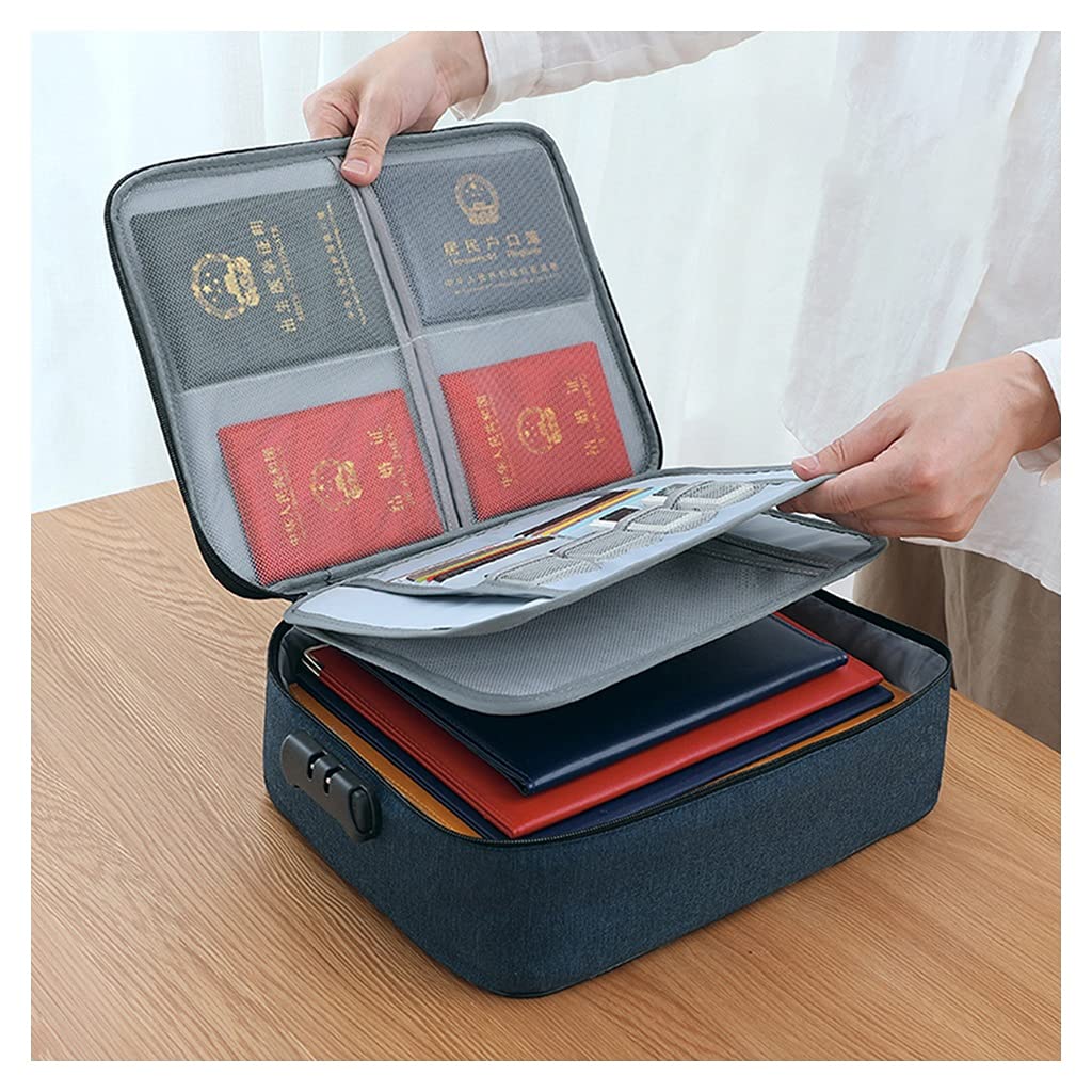 JFGCTYHXY Document organiser, Document Holder with Zipper, Lockable Filing Box, Archive Boxes, Organizer(Navy)