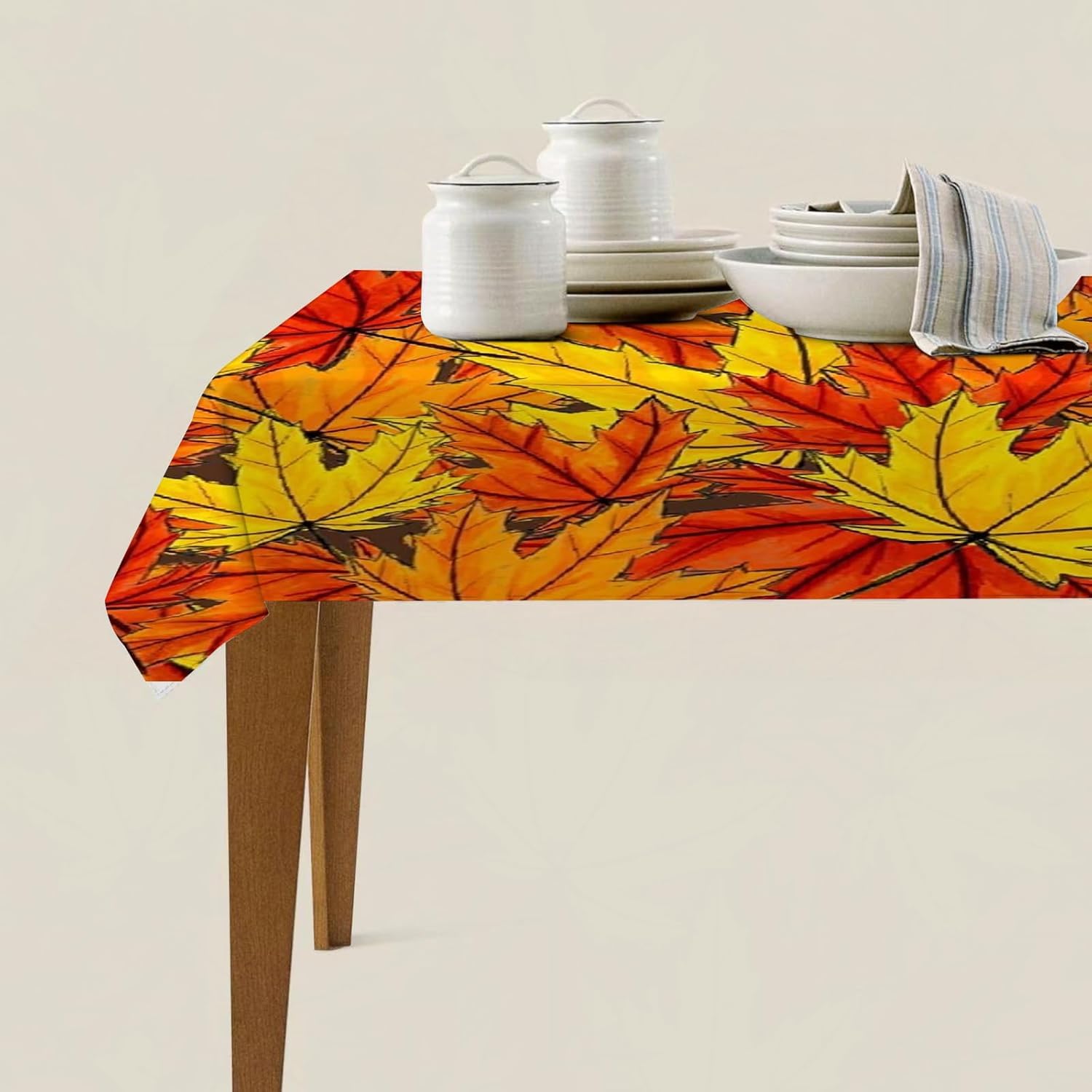 Mantel Mesa Rectangular Otoño, Manteles Antimanchas Hoja de Arce, 3D Impresión Mantel Impermeable Lavable para Cocina Salón Comedor, 140x300 cm Q.P790