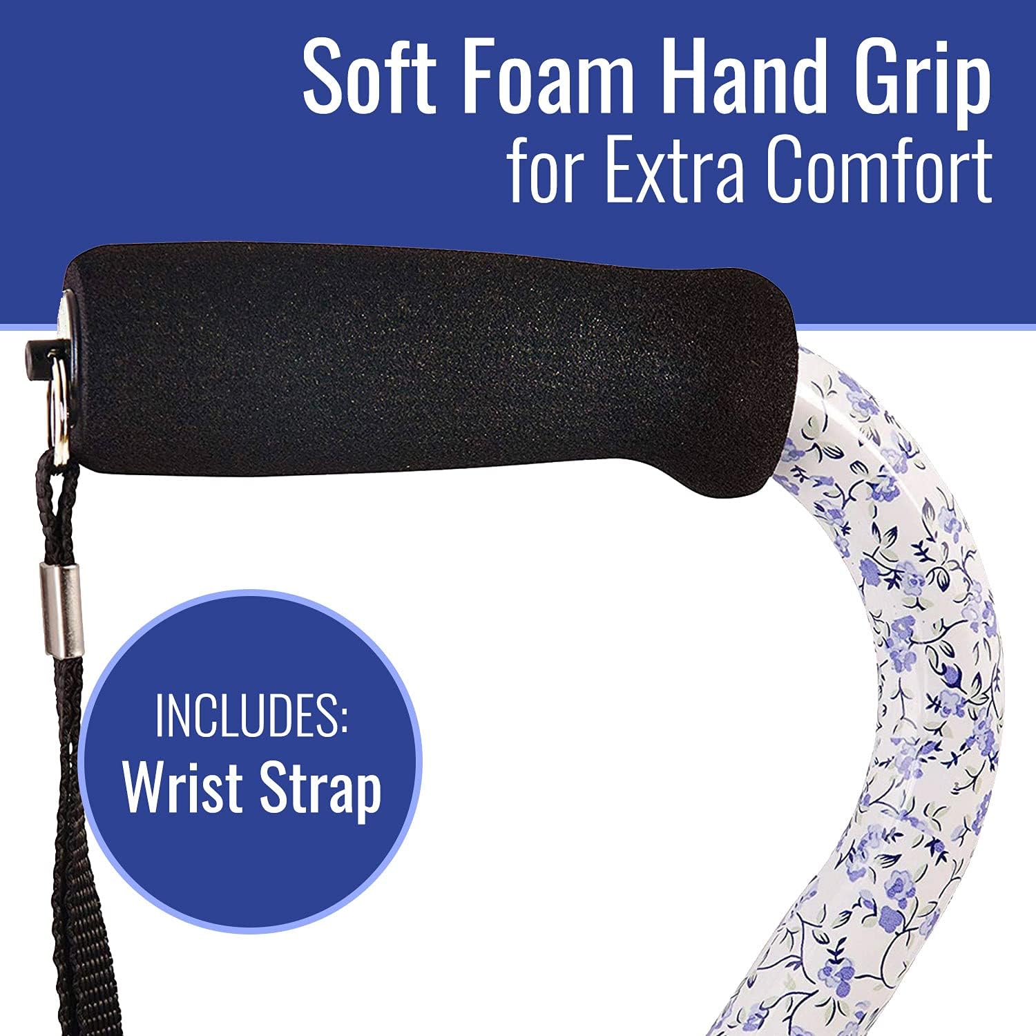 dmi adjustable designer cane with offset handle tiny flowers 1 count (pack of 1)