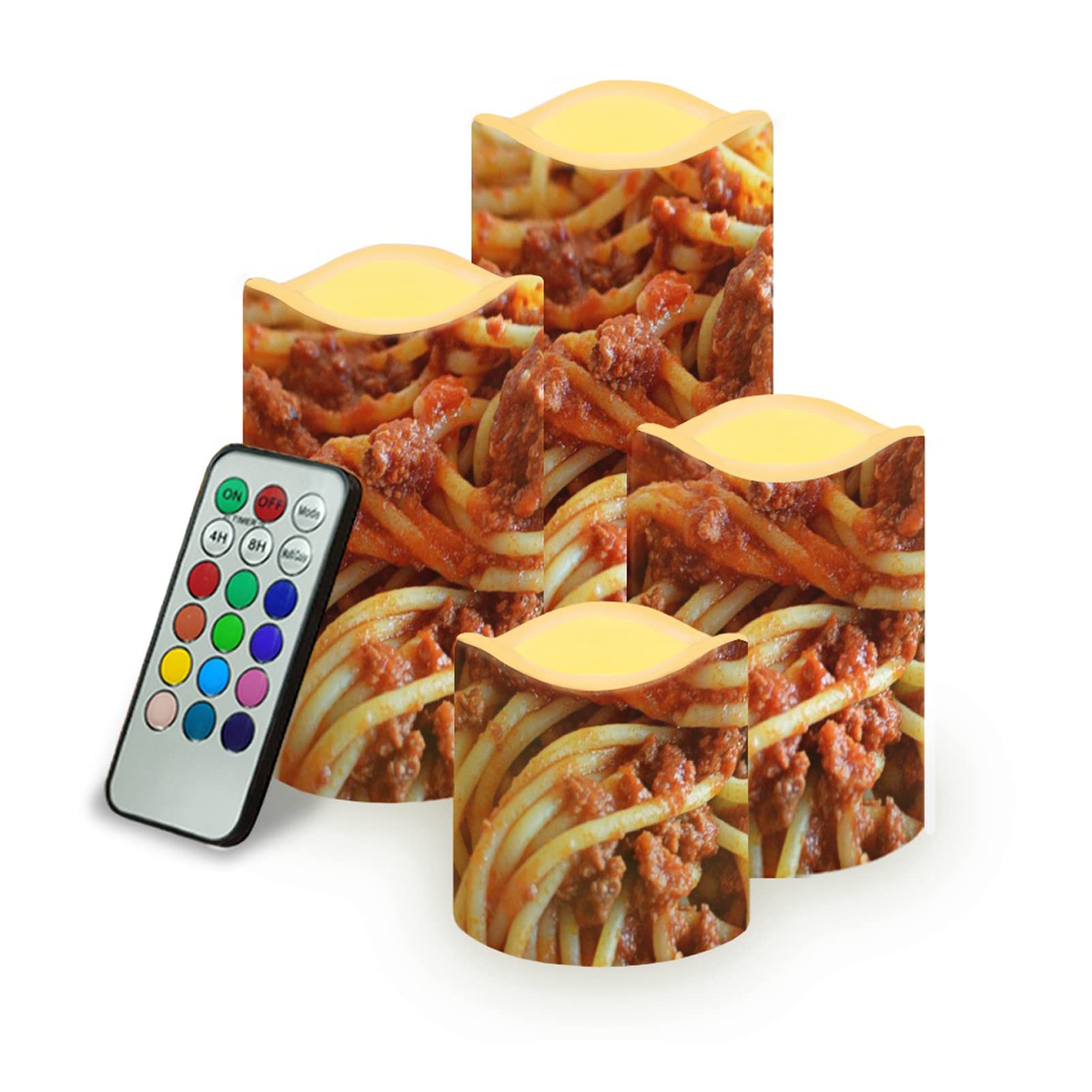Candele da tavolo a LED con motivo spaghetti, tavolo da ristorante, candela elettrica falsa in giallo caldo con telecomando a 12 tasti, con timer 24 ore
