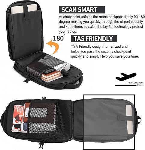 Miniatura 4 de Mochila para hombre, mochila de viaje extra grande de 50 litros con puerto de carga USB, mochila para laptop de 17 pulgadas, resistente al agua,