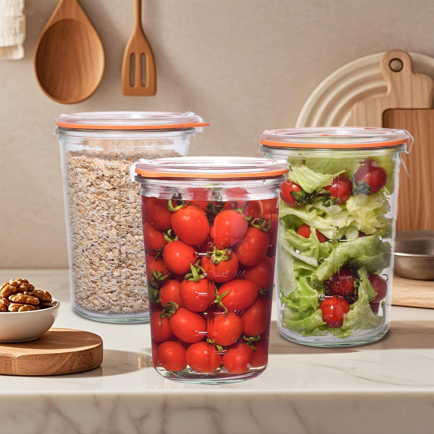 Glass Sourdough Starter Jar,27oz Wide Mouth Jars for Sourdough Starter,Airtight Food Storage Containers with Glass Lid for Bread Baking Supplies
