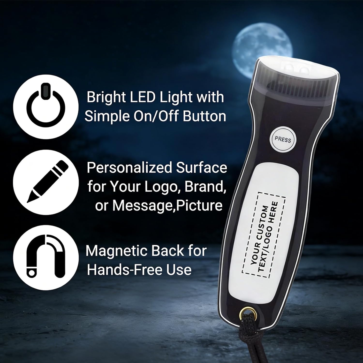 10-100PCS Custom Flat Magnetic Flashlight with Magnetic Back Personalized Small Flashlight with Logo/Text/Image Mini Led Flashlight for Home DIY Corporate Gifts Promotional Giveaways