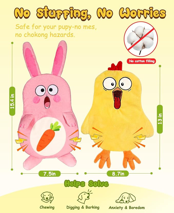 Juguete para perro Swooflia conejito y pollito sin relleno miniatura 2