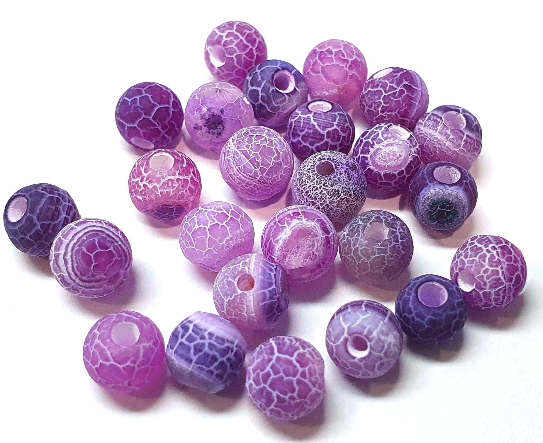 Perlen-Set Aus Echten Achaten – 36 Stück, Lila-rosa Gestreift, 6 Mm, Ideal Für DIY-Schmuck & Deko