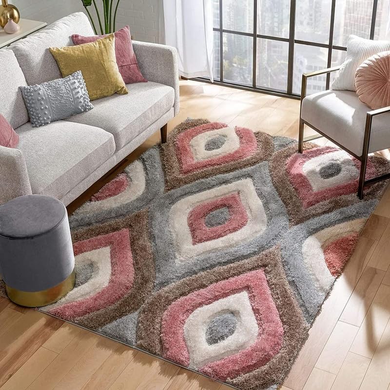 Image of Carpet for Living Room 5X7 FEET Modern Soft Shaggy Carpet Thick, Fluffy & 2 inch Pile Shag Rug for Your Kids Room, Bedroom & Livingroom (Multi B)