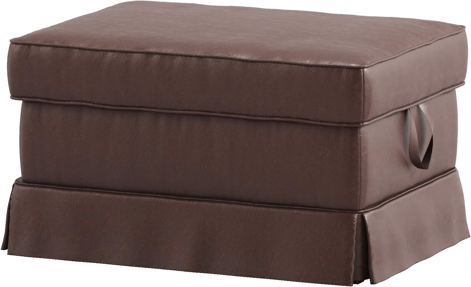 The PU Leather Ektorp Footstool Cover Replacement is Compatible with IKEA Ektorp Ottoman Or Stool Slipcover (Leather Brown)