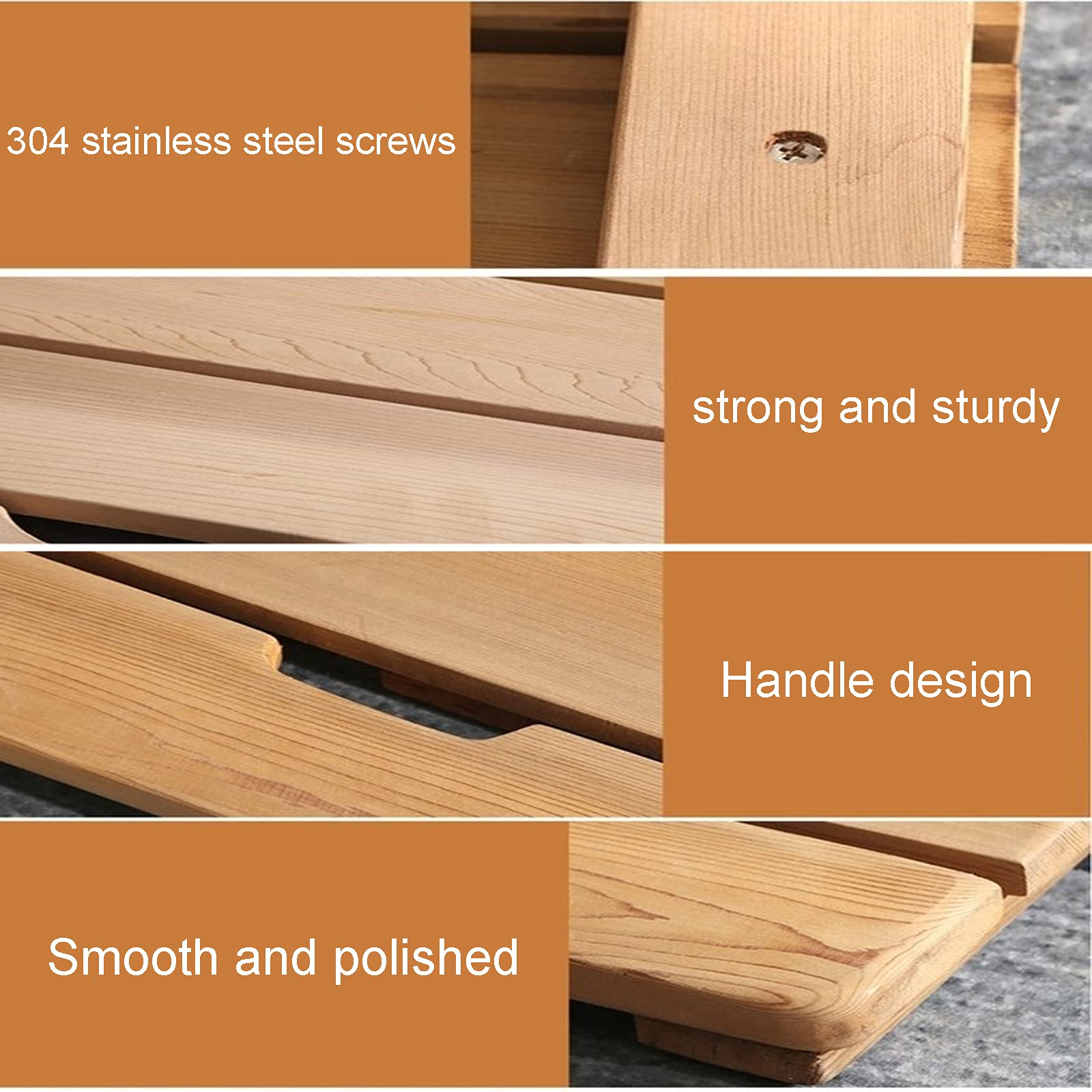 Tappeto per Piedi per Pavimento Doccia Naturale,Pedana Doccia Antiscivolo in bambù,Accessori da Bagno in bambù,Design a Doghe,per Una Facile Conservazione,con Drenaggio (75x75cm/30x30in)