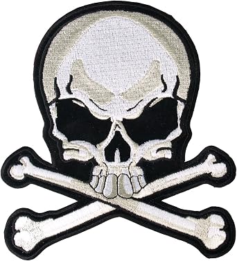 Hot Leathers Skull & Bones Classic Patch 3" Width x 3" Height