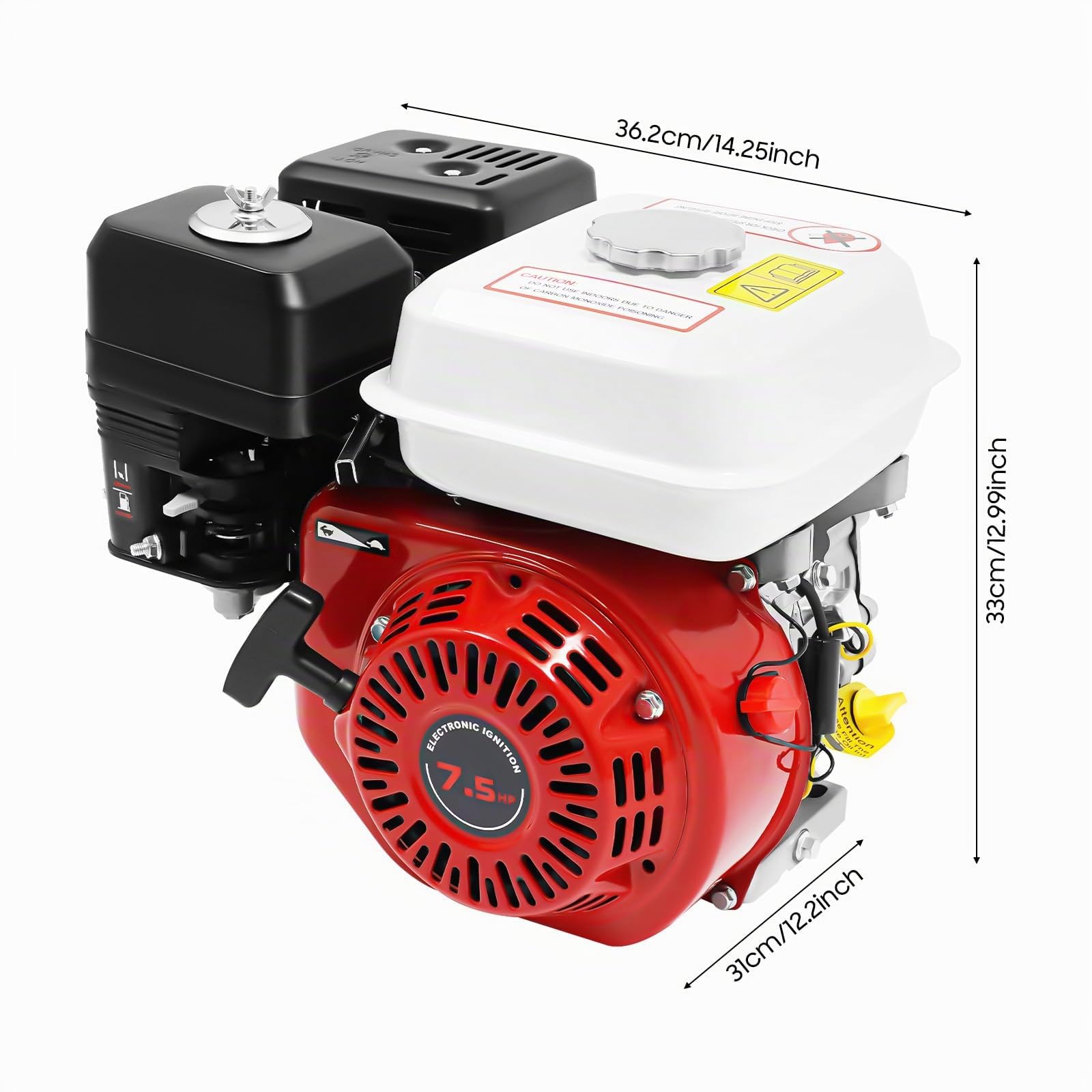 Motore a Scoppio 4 Tempi 7.5 CV 212cc, Motore a Benzina Raffreddato ad Aria con Avviamento a Strappo, Motore Industriale per Motozappa, Motopompa, Generatore, Mini Motore a Scoppio Modellismo