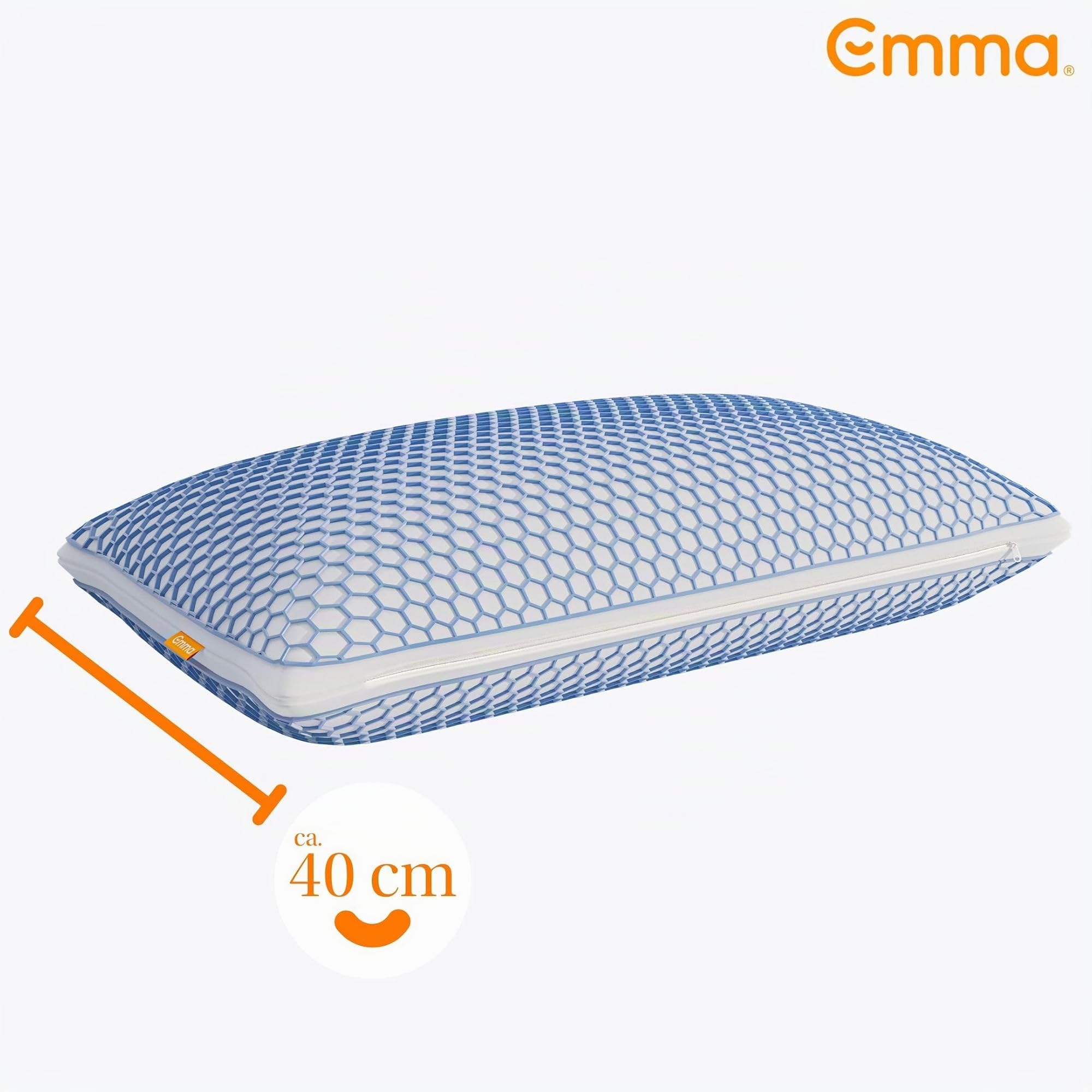 Emma Elite Stützkissen 70x40 cm – Höhenverstellbares ergonomisches Kopfkissen mit AirGrid® Kühlbezug – Atmungsaktives Memory Schaum Kissen mit waschbarem Bezug für alle Schlafpositionen