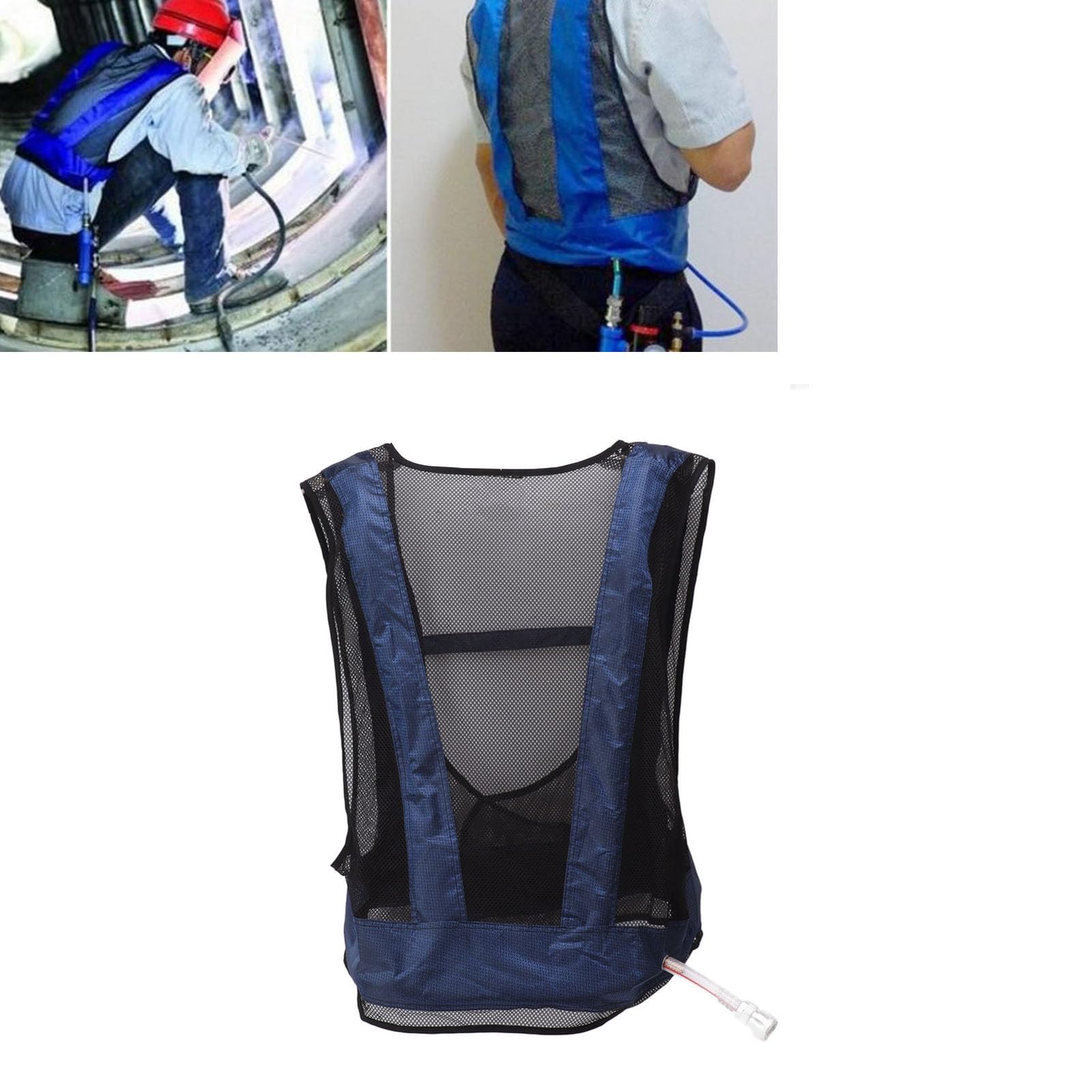 Gilet de climatisation, gilet de refroidissement à air comprimé en acier de soudage avec tube réglable, refroidissement portable pour la pêche, la randonnée, les