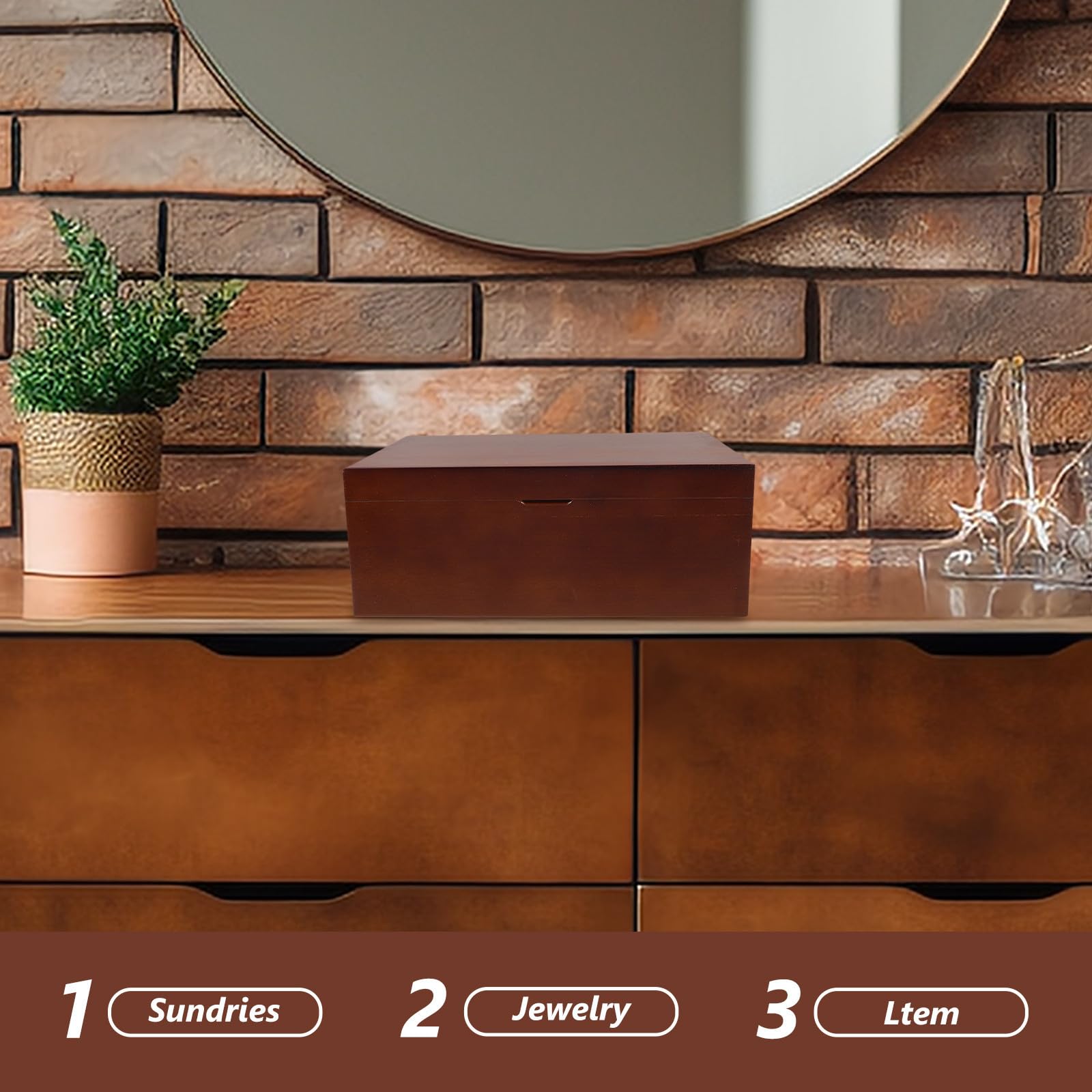 Beavorty Scatola di Legno Porta Oggetti Vintage per Gioielli e Tavolo