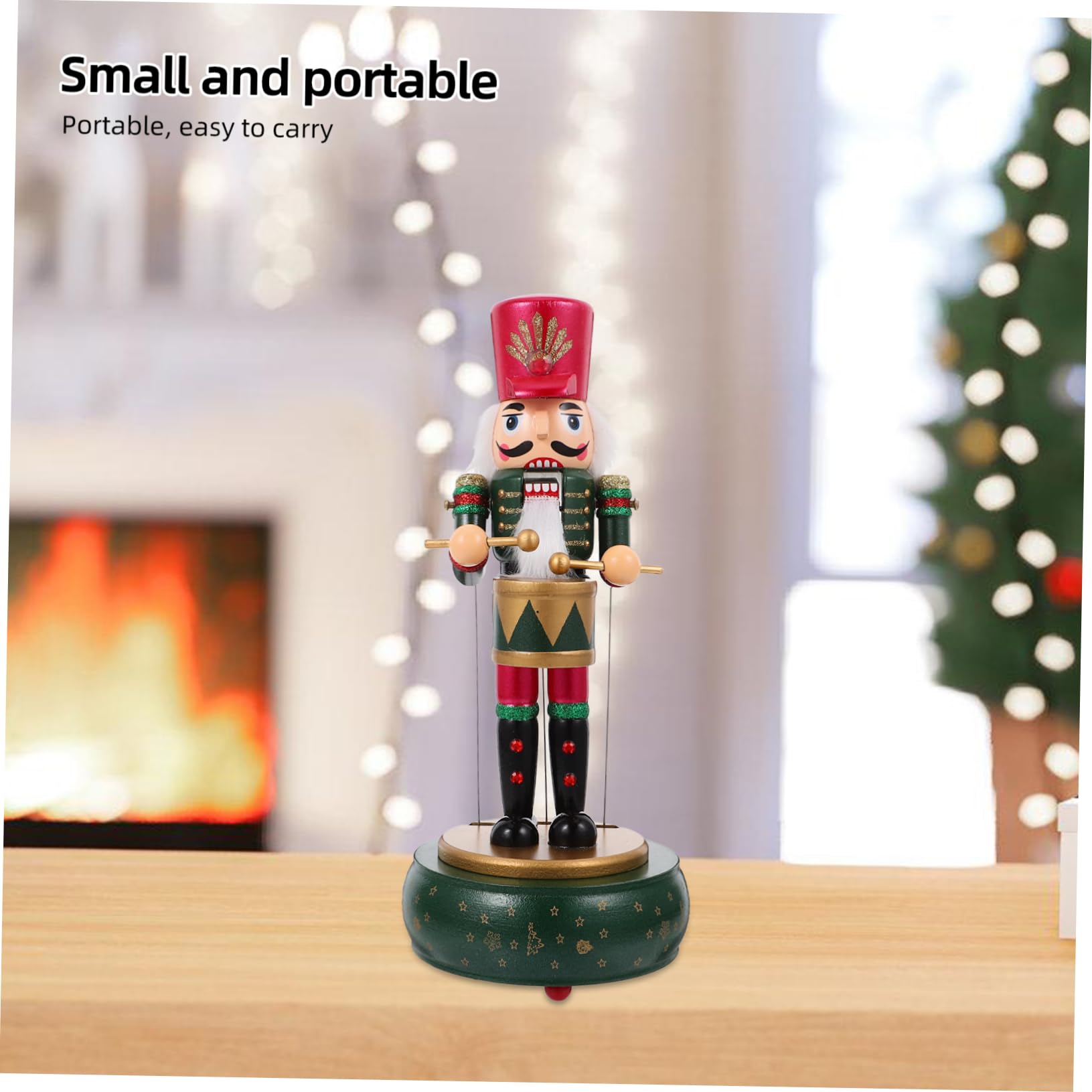 Schiaccianoci di Legno Natalizio con Carillon Musicale Ornamento da Tavolo per Festa di Natale Decorazione di Legno con Movimento delle Mani e Bocca Regalo per Vacanze