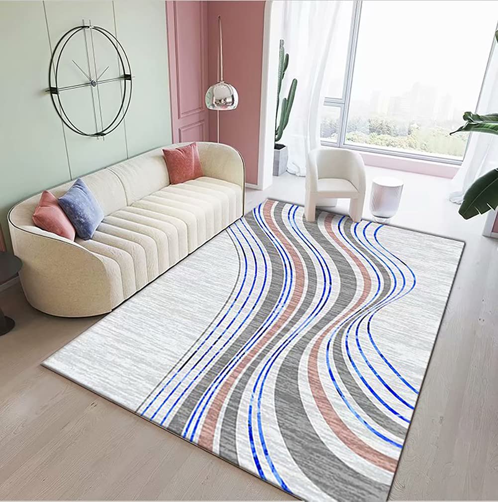 Tapis antidérapant à poils longs pour salon et bureau au design moderne et épuré