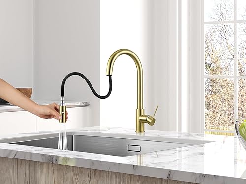 Miniatura 48 de AguaStella AS60W Grifo de fregadero de cocina blanco brillante con pulverizador desplegable de una sola manija Shiny White,Cromado,Oro cepillado