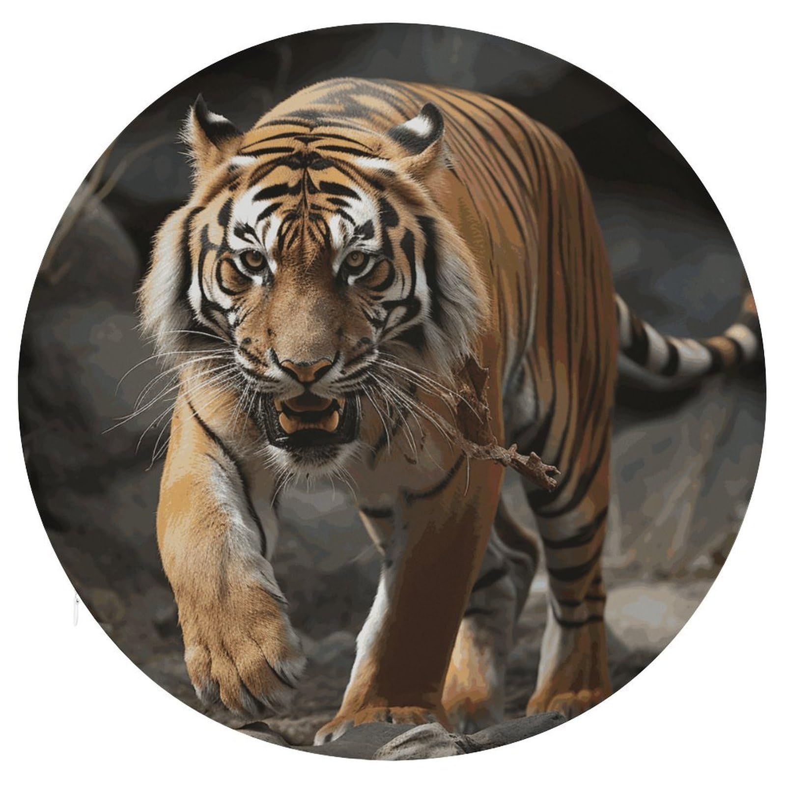 Wsoihfec Style Malayan Tiger Seat Cushion Round Chair Pad