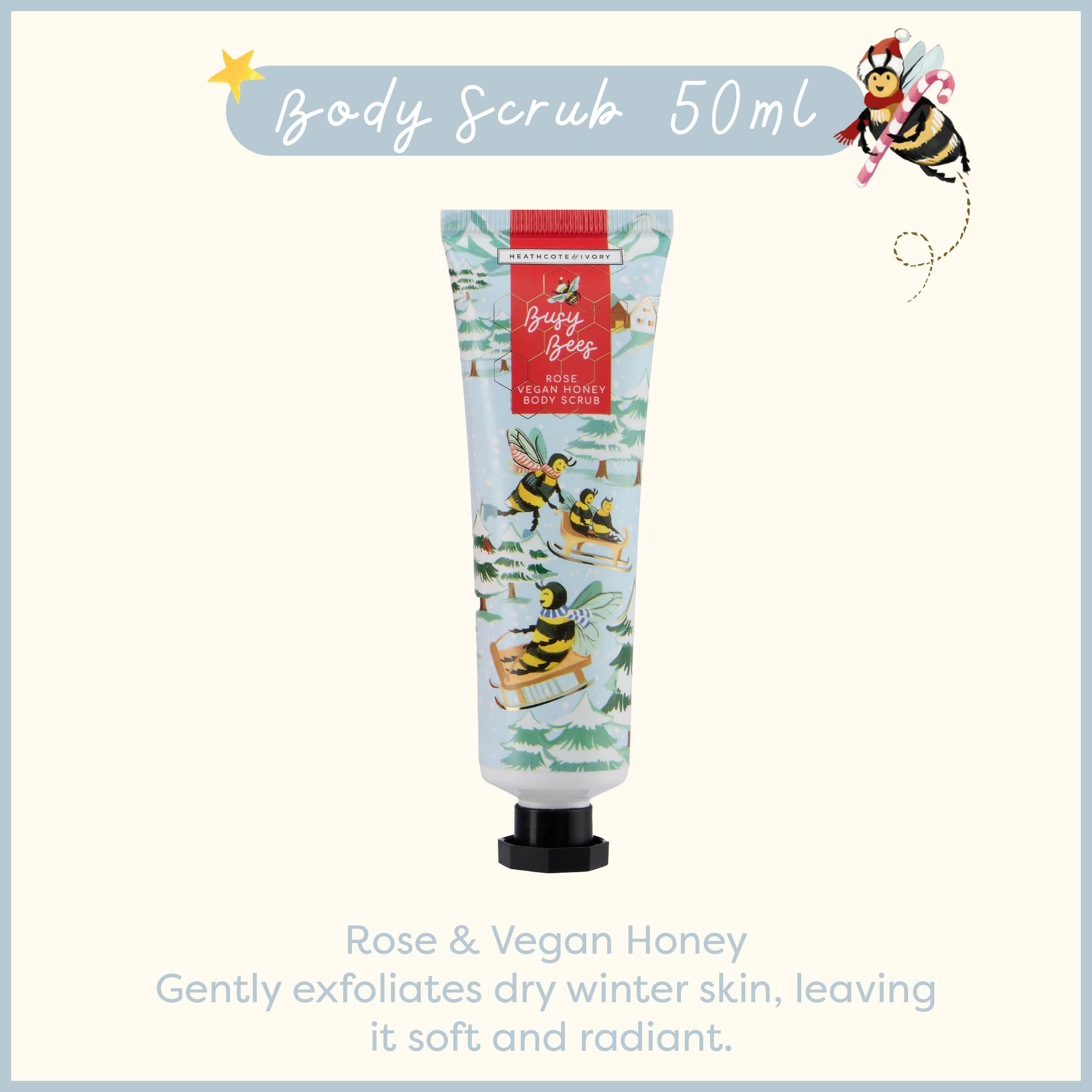 Heathcote & Ivory Hand Cream, Body Wash, Scrub, Lotion x4 50ml, Cleanse, Smooth, Moisturise - Image 3