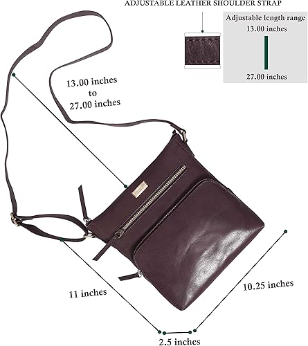 Miniatura 4 de ASSOTS Bolso bandolera grande de cuero genuino con múltiples bolsillos y correa ajustable para iPad Pro de 11 pulgadas