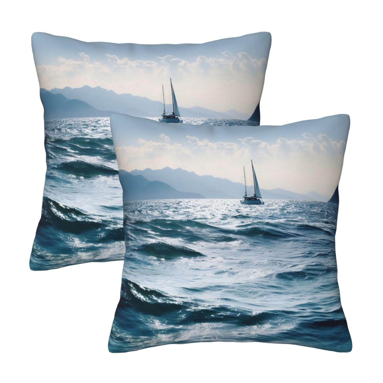 Beautiful Sea Throw Pillow Cases 2 Pack Square Pillowcases Soft Pillow Protectors for Couch Livingroom Sofa Bed Office Car,50x50 CM