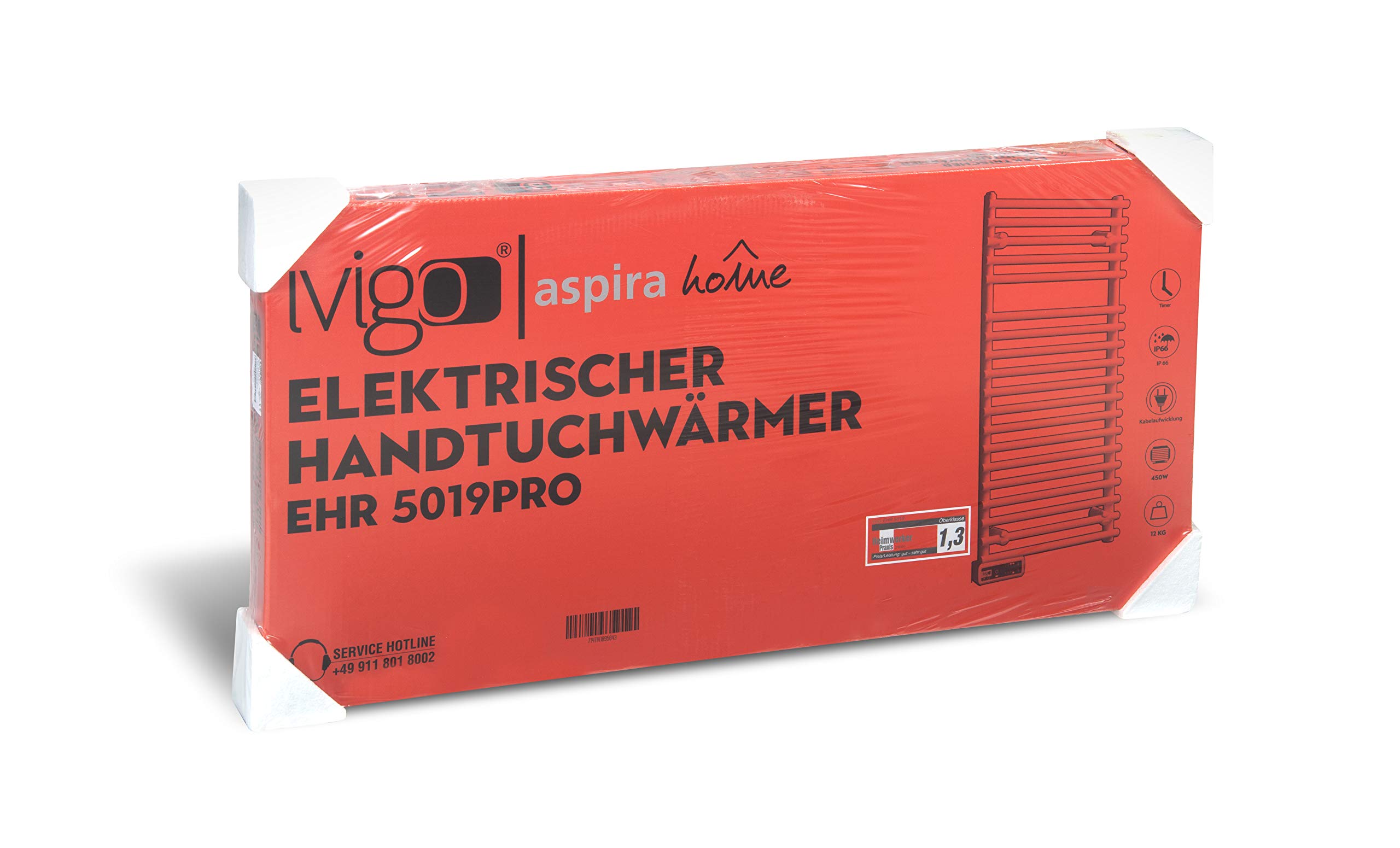 iVIGO PRO elektryczny grzejnik łazienkowy/grzejnik ręcznikowy – ECO 450 W