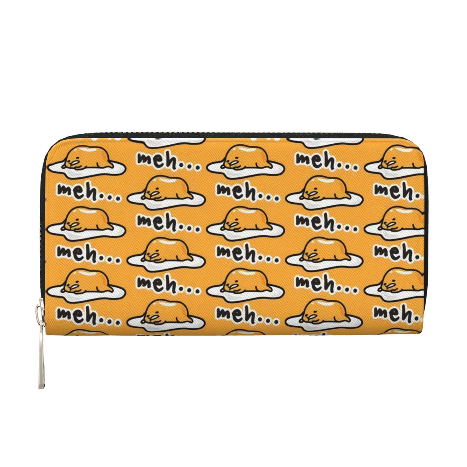 TREJUKY Gudetama Cute Wallet for Men Women Elegant Long Clutch Zip Around Travel Leather Coin Purse Large Capacity Credit Card Holder Handbag