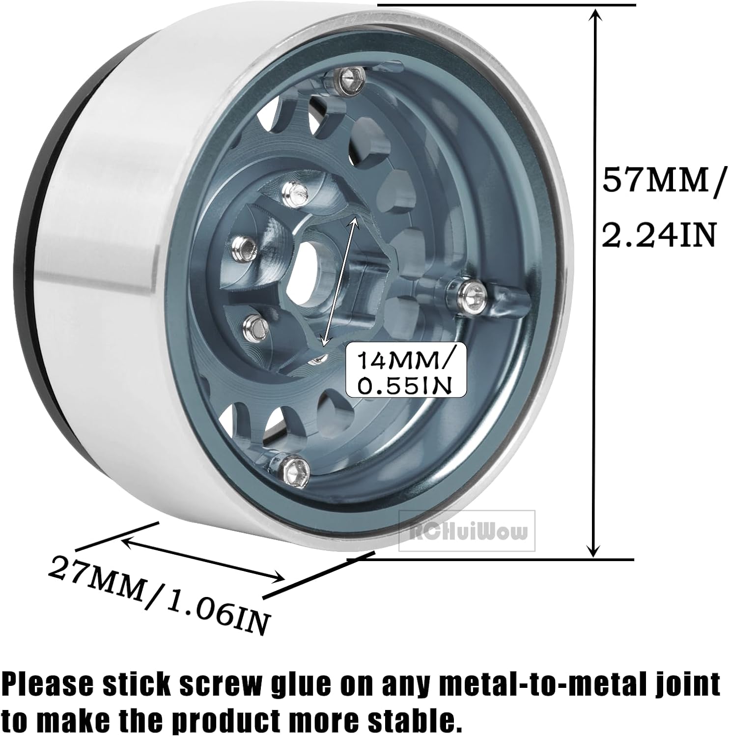 1.9in Beadlock for 1/10 SCX10 SCX10 II 90046 SCX10 III TRX-4 D90,Alloy Aluminum Heavy Duty 1.9in rc Beadlock 1.9in Beadlock Rims,4pcs,Titanium