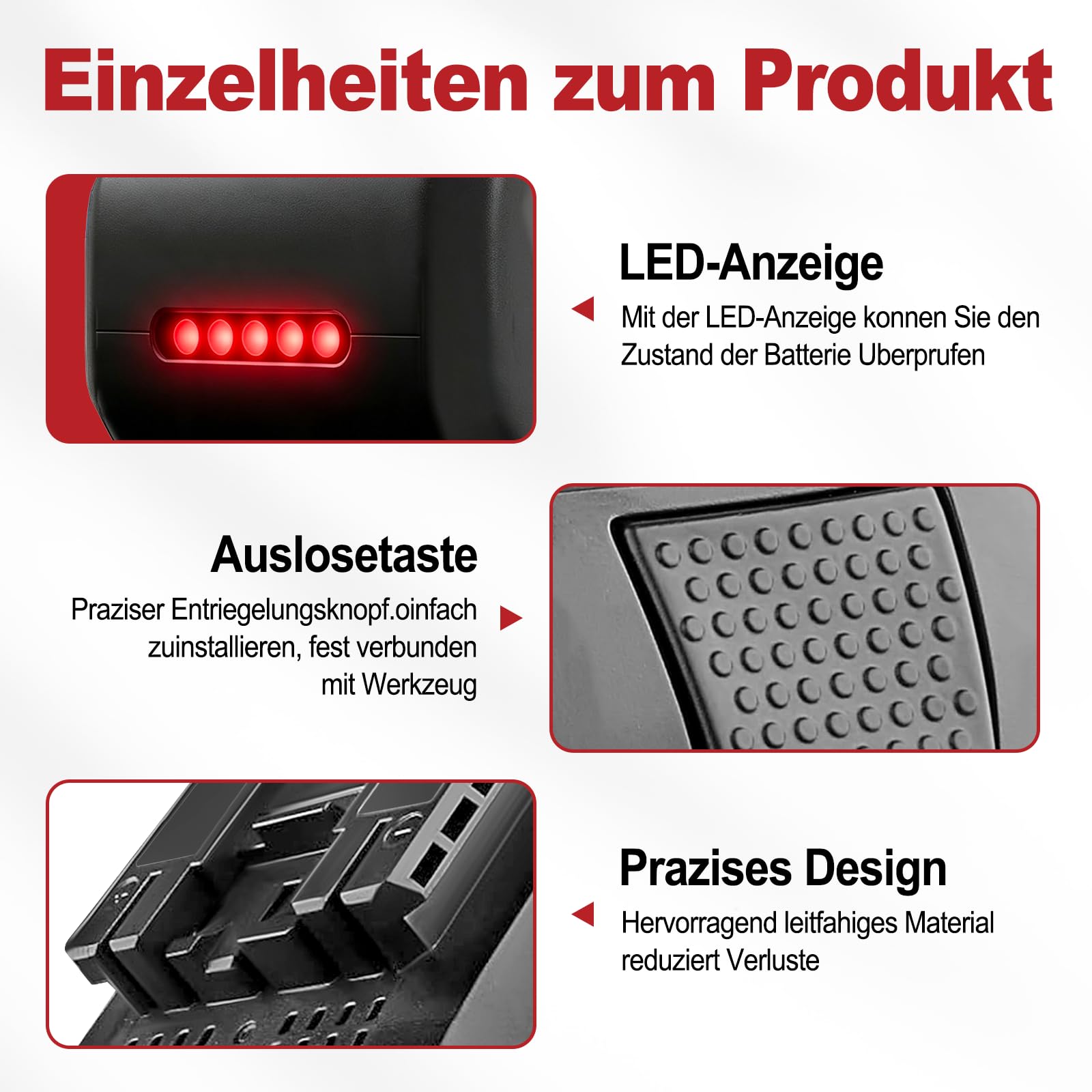 4 Stück 8.0AH Li-Ion Ersatzakku für Bosch 18V Akku Lithium Akku Kompatibel mit Bosch 18V Serie BAT609 BAT609G BAT618 BAT618G BAT619 (Nicht Kompatibel mit 18 Volt Green Tools House & Garden System)