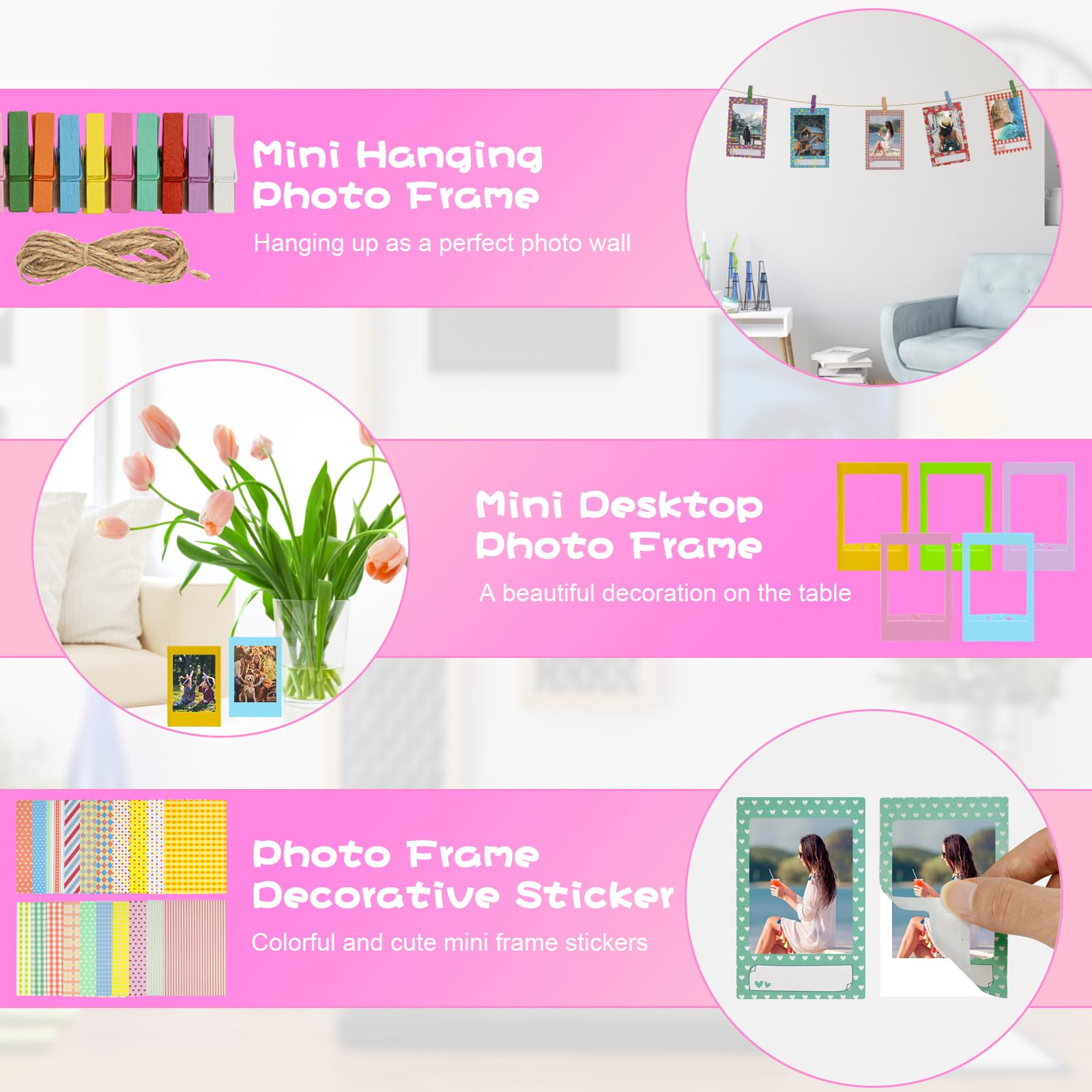 UMILKI 103 Pcs Instantané Caméra Accessoires Compatibles avec Instax Mini Appareil Photo Instantané, Comprendre Album Photo/Filtre/Cadre Mural/Autocollant de Bordure/Cadre Photo Papier Maché