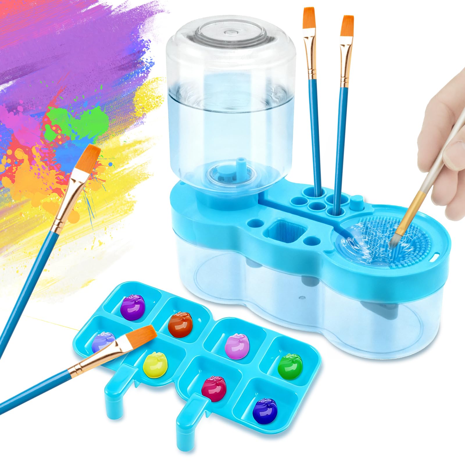 Sesaver Paint Brush Rinser, Multifunctional Paint Brush Cleaner Tool, Water Cycle Brish Rinser, Paintbrush Cleaner Art Supplies for Acrylic, Watercolor, and Water-Based Paints (Blue)