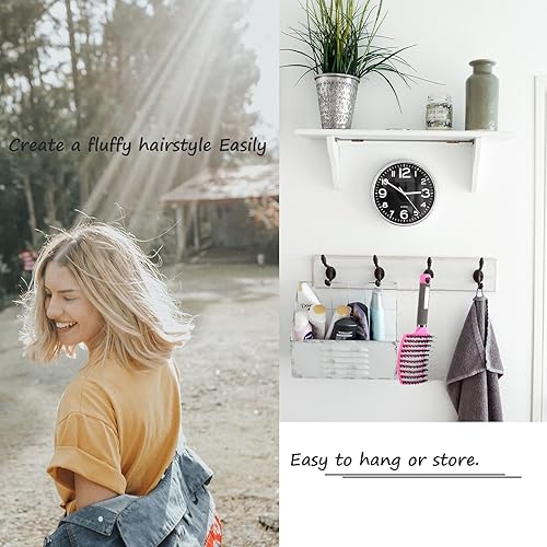 Miniatura 6 de Paquete de 2 cepillos de pelo de cerdas de jabalí, desenredante curvado ventilado sin tirones para un secado rápido, para niños, hombres y mujeres