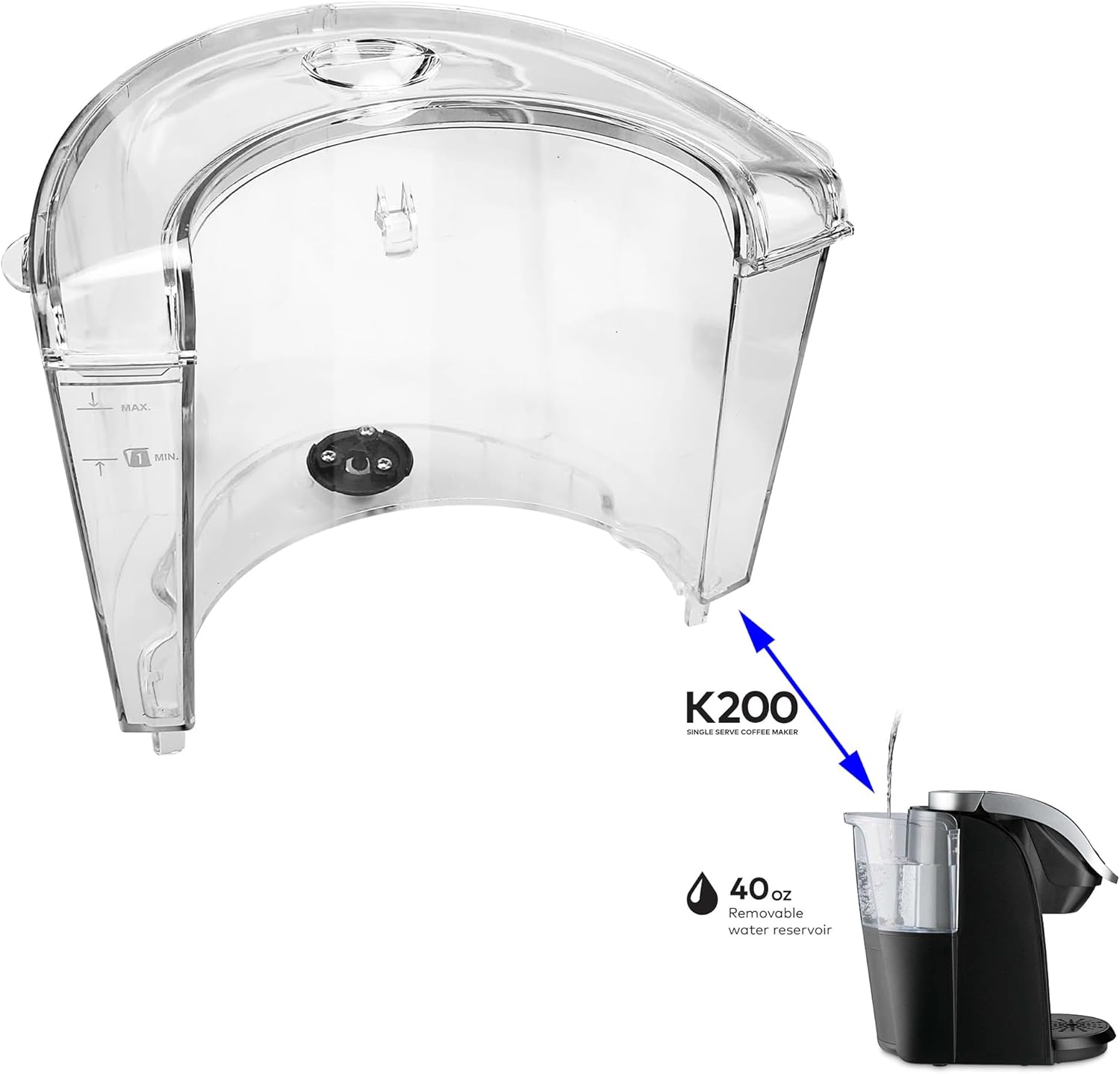 Replacement Parts 40 oz Water Tank Reservoir compatible with Keurig 2.0 K200/K250 coffee maker Brewing Systems - (Water Reservoir)