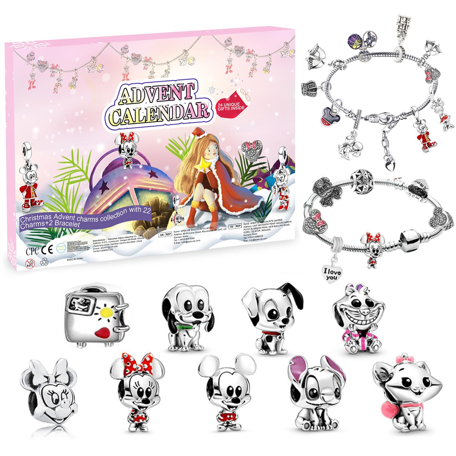 Adventskalender 2025 voor meisjes en kinderen, aftelkalender van 24 dagen, doe-het-zelf cartoon-anime-figuren, sieradenset, creatief cadeau voor dochter, nichtje